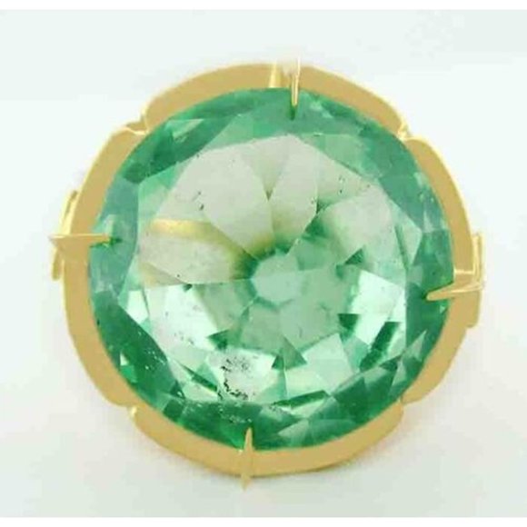 Genuine 15.32 Cts Green Flourite Ring 14k Gold